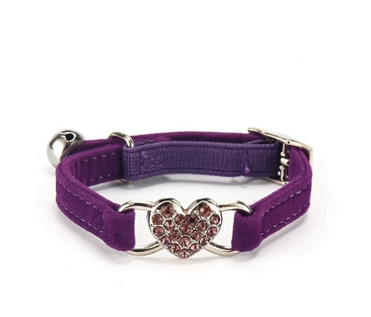 Jeweled Heart Cat Collar With Bell